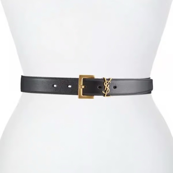 YSL BELT ! New ! CASSANDRE BELT WITH SQUARE BUCKLE IN GRAINED LEATHER - Picture 6 of 6